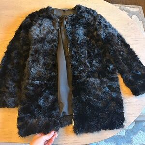 Elegant Black Faux Fur Coat Zara TRF outerwear